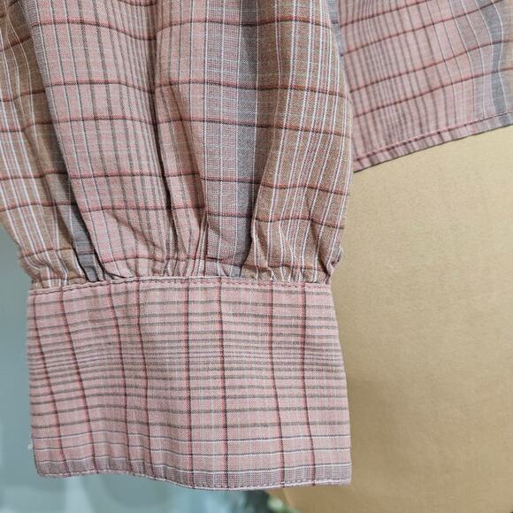 John Meyer Button Front Long Sleeve Pink Plaid Top Size 8 Career Country - Picture 3 of 11